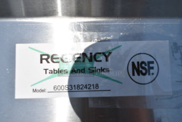BRAND NEW SCRATCH AND DENT! Regency 600S31824218 Stainless Steel Commercial 3 Bay Sink w/ Dual Drain Boards. No Legs. Bays 18x24x14. Drain Board 12x21 - Image 5 of 5