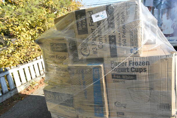 27 BRAND NEW! Boxes Including 760IC08W Choice 8 oz. White Paper Frozen Yogurt / Food Cup - 1000/Case, 5002TPJSELCM Toilet Paper, 5008DWALLW Choice 8 oz. Tall White Smooth Double Wall Paper Hot Cup - 500/Case. 27 Times Your Bid!  - Image 2 of 7