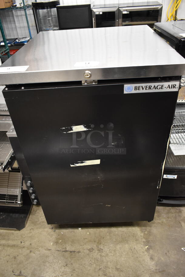 BRAND NEW SCRATCH AND DENT! Beverage Air BB24HC-1-B Stainless Steel Commercial Black Counter Height Solid Door Back Bar Refrigerator on Commercial Casters. 120 Volts, 1 Phase. Tested and Working! - Image 4 of 7