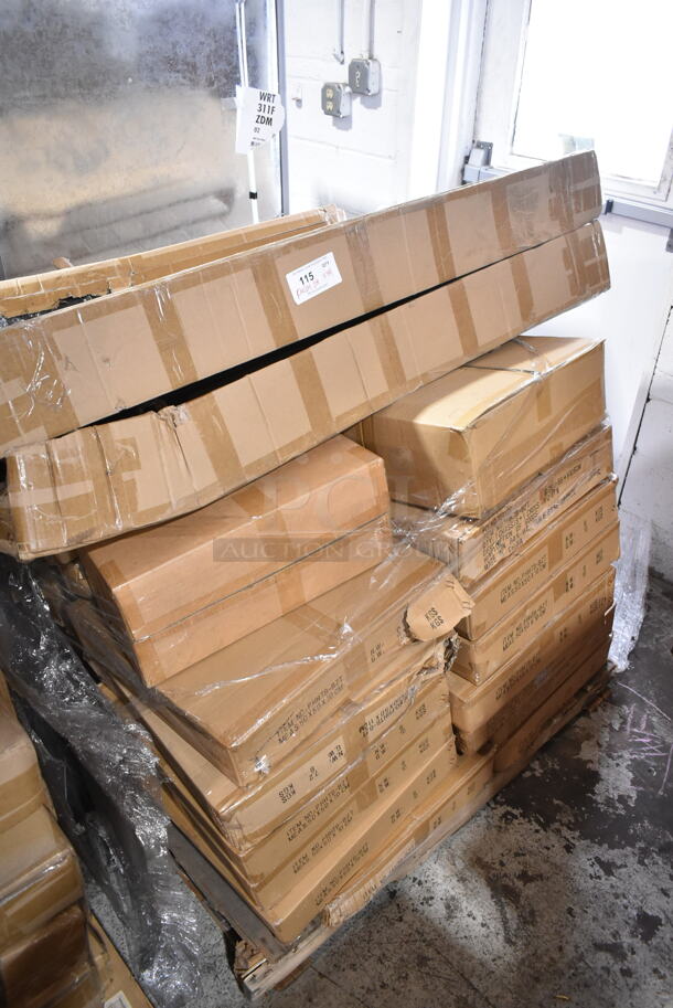PALLET LOT of 44 BRAND NEW IN BOX! BFM Seating PHHTB-BZT Hampton Outdoor Patio Table Base, Bar Height, Cross Base, Powder Coated Aluminum, Bronze Finish. Goes GREAT w/ Lots 112, 117, 119, 121, 122 and 124! 44 Times Your Bid! - Image 2 of 4