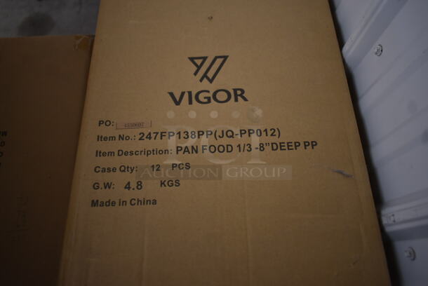 5 Boxes of 12 BRAND NEW! Vigor 247FP138PP 1/3 Size 8" Deep Translucent Polypropylene Food Pan. 5 Times Your Bid! - Image 3 of 4