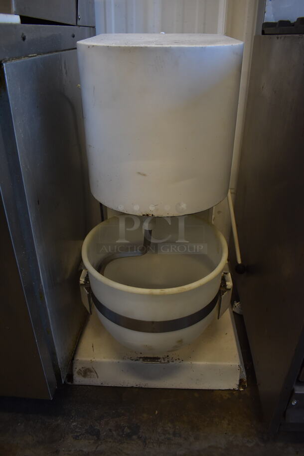 Metal Commercial Countertop Whipper w/ Mixing Bowl and Dough Hook. 115 Volts, 1 Phase. Appears To Be 20 Quart. 20x20x34.5. Tested and Working!