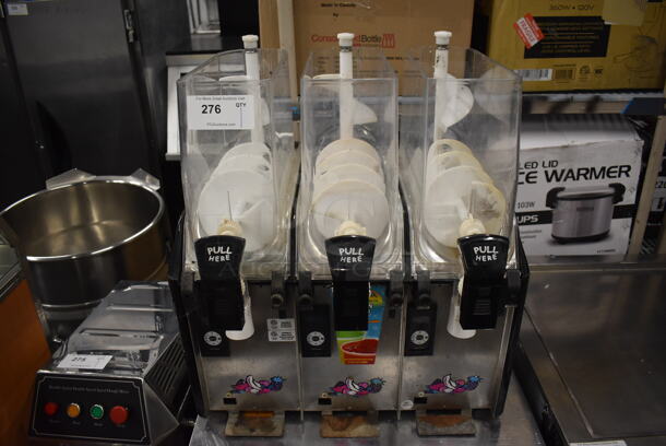 Elmeco FC3 Stainless Steel Commercial Countertop 3 Hopper Slushie Machine. Missing Lids. 115 Volts, 1 Phase. 25x24x28. Tested and Working! - Image 2 of 7