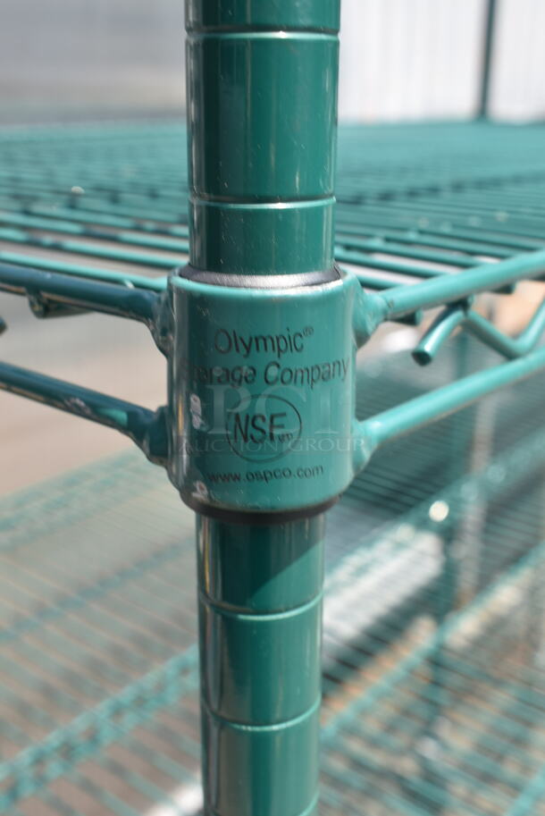 Green Finish 6 Tier Wire Shelving Unit on Commercial Casters. BUYER MUST DISMANTLE. PCI CANNOT DISMANTLE FOR SHIPPING. PLEASE CONSIDER FREIGHT CHARGES. - Image 5 of 5