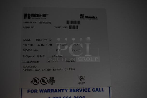 Master-Bilt MBGFP74-HG Metal Commercial 3 Door Reach In Freezer Merchandiser w/ Poly Coated Racks. 115/208-230 Volts, 1 Phase. Tested and Working! - Image 7 of 12