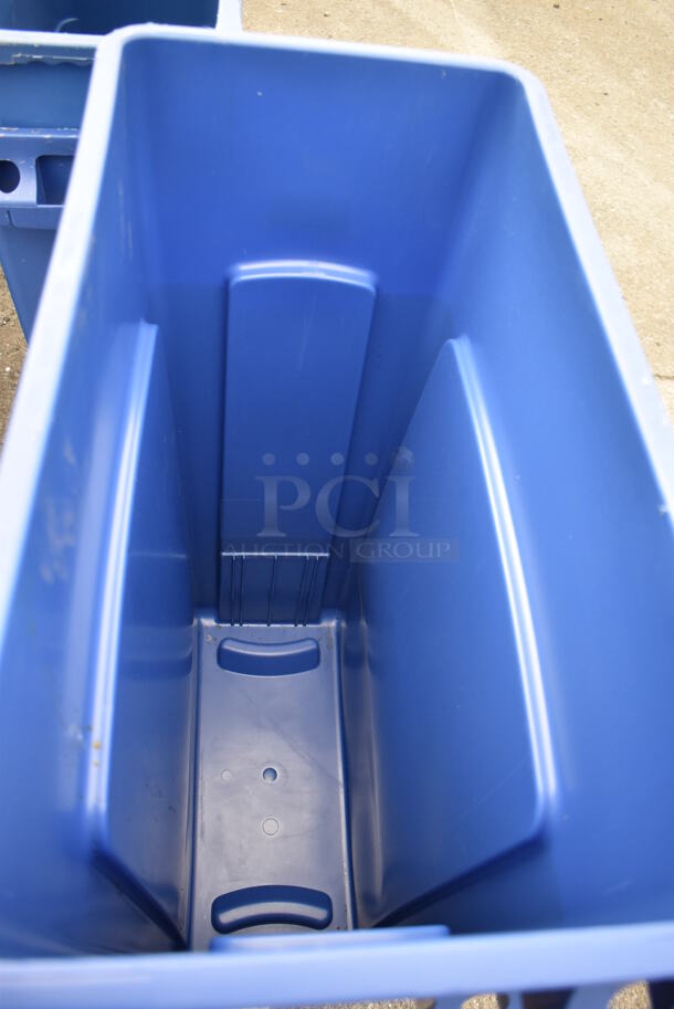 4 Blue Poly Slim Jim Trash Cans. 11x20x30. 4 Times Your Bid! - Image 4 of 4