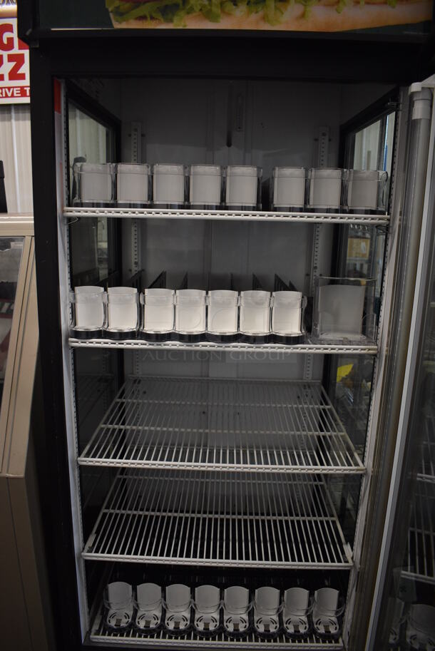 True Model GEM-26 Metal Commercial Single Door Reach In Cooler Merchandiser w/ Poly Coated Racks. 115 Volts, 1 Phase. 30x31x79. Tested and Working! - Image 4 of 5