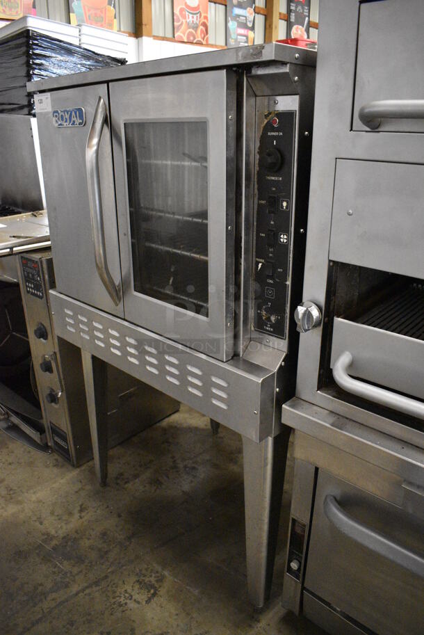 Royal RCOS-1 Stainless Steel Commercial Natural Gas Powered Full Size Convection Oven w/ View Through Door, Solid Door and Metal Racks on Metal Legs. 38x38x63 - Image 3 of 8