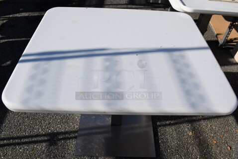 6 White Tables on Chrome Finish Table Base. 30x36x29.5. 6 Times Your Bid!
