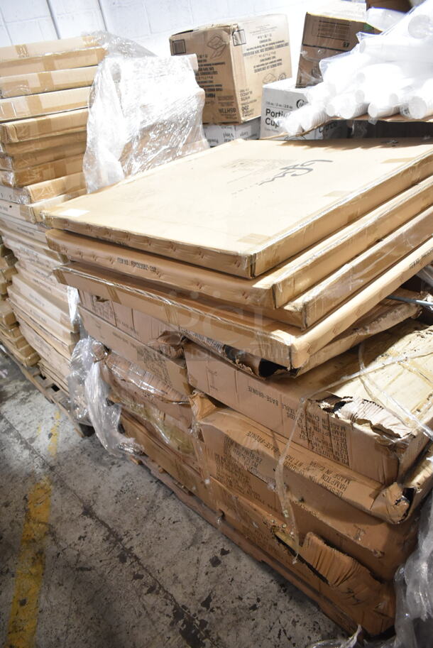 PALLET LOT of 34 BRAND NEW IN BOX! BFM Seating Items; 4 PHH3636BZ-TOP Hampton Outdoor Patio Tabletop, 36" x 36", Aluminum Frame, Bronze Finish; No Base. 30 PHHTB-BZ Hampton Table Base, Dining Height, Cross Base, Powder Coated Aluminum, Bronze Finish. 34 Times Your Bid! - Image 3 of 6