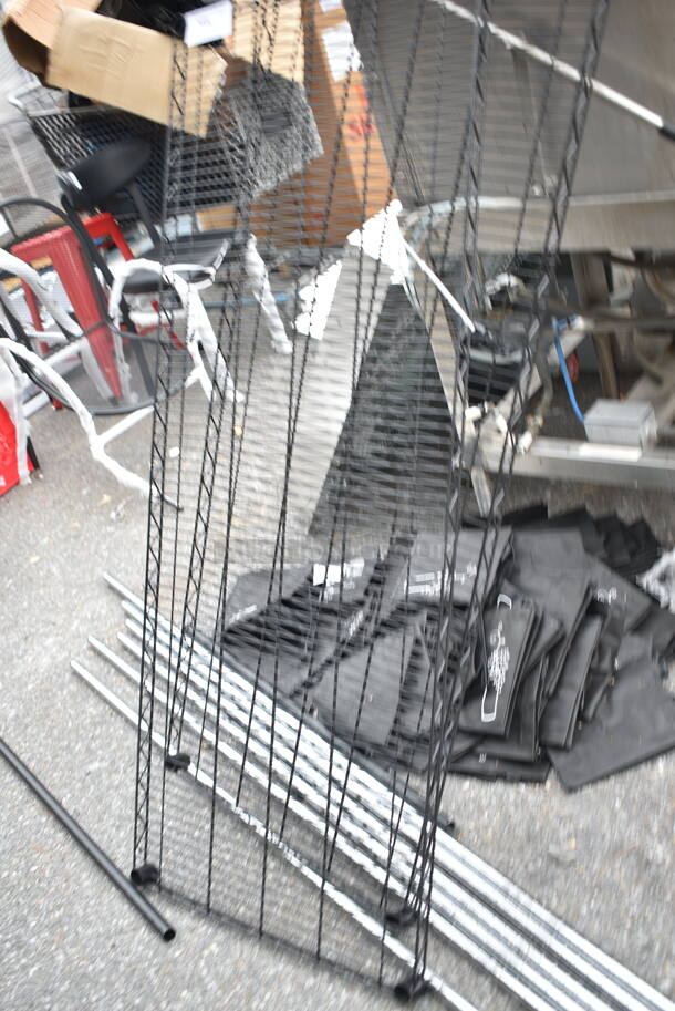 ALL ONE MONEY! Lot of 4 Black Finish Wire Shelves and Chrome Finish Poles - Image 3 of 4