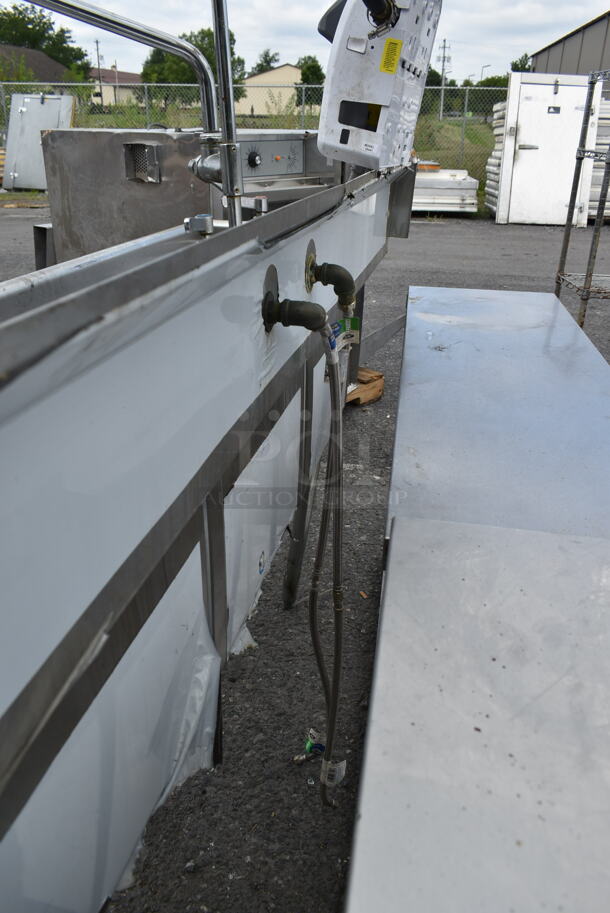 Stainless Steel Commercial 3 Bay Sink w/ Dual Drain Boards, Faucet, Handles and Spray Nozzle Attachment. Bays 18x18. Drain Boards 16.5x19.5 - Image 9 of 9