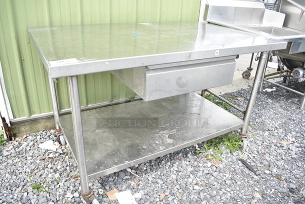 Stainless Steel Commercial Table w/ Drawer and Under Shelf on Commercial Casters.  - Image 1 of 5