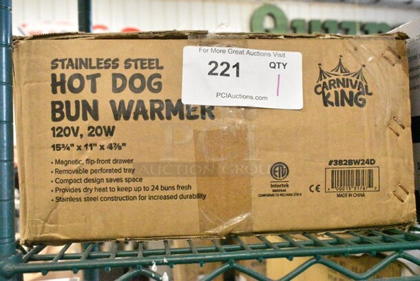 BRAND NEW SCRATCH AND DENT! Carnival King 382BW24D Stainless Steel 16-24 Bun Hot Dog Bun Warmer. 120 Volts, 1 Phase.   - Image 2 of 3
