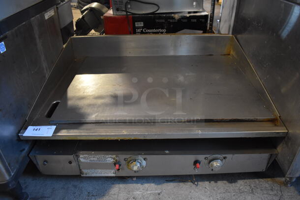 Keating 36BFLD MiraClean Stainless Steel Commercial Countertop Natural Gas Powered Chrome Top Flat Top Griddle w/ Thermostatic Controls. 80,000 BTU. 36x31x16