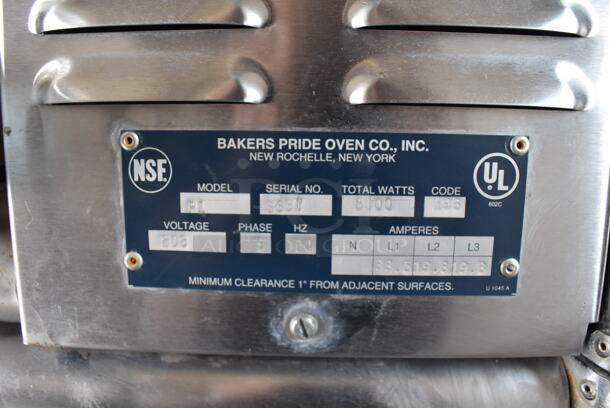 2 Bakers Pride P1 Stainless Steel Commercial Electric Powered Single Deck Pizza Oven w/ Cooking Stones on Metal Legs. 208 Volts, 3 Phase. 2 Times Your Bid! - Image 5 of 11