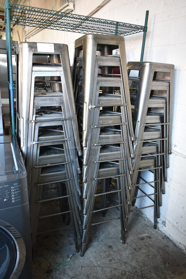 22 Gray Metal Tolix Style Bar Stools. 22 Times Your Bid! - Image 1 of 6
