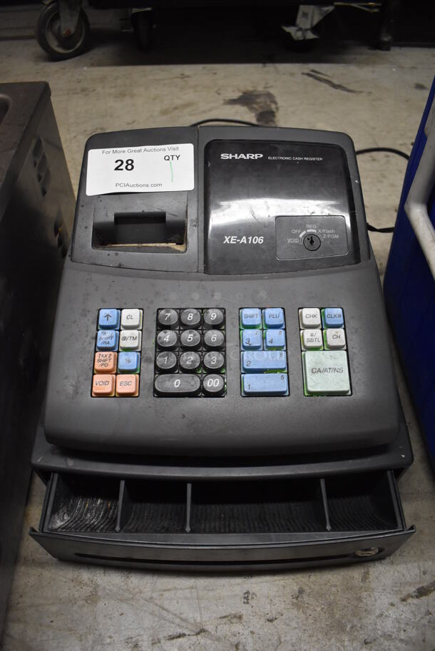 Sharp XE-A106 Countertop Electronic Cash Register. 12.5x14x10