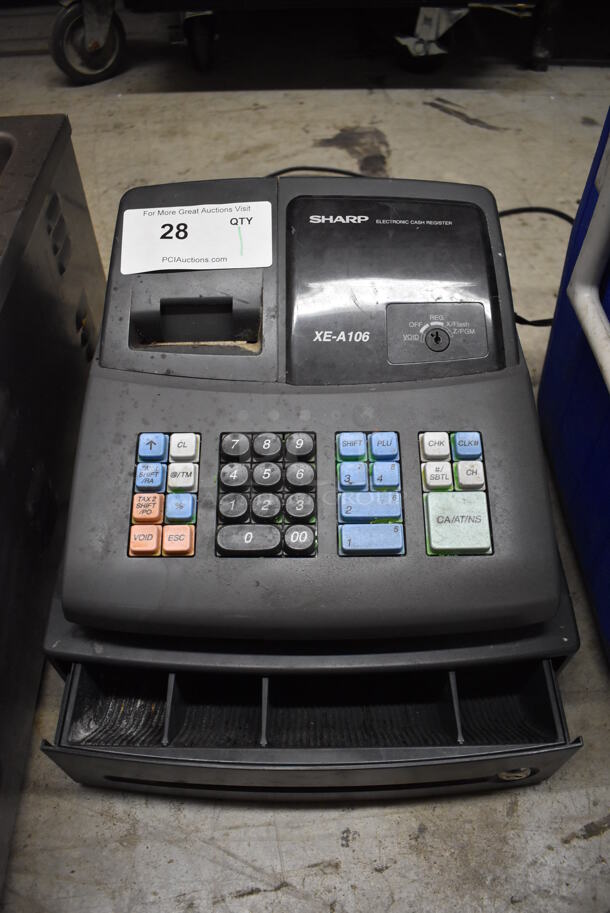 Sharp XE-A106 Countertop Electronic Cash Register. 12.5x14x10 - Image 1 of 4