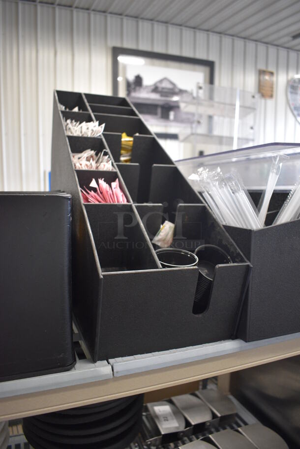 ALL ONE MONEY! Lot of 4 Black Poly Countertop Multi Compartment Bins! Includes 14x14x8 - Image 3 of 5
