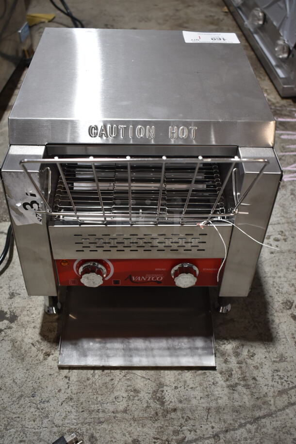 BRAND NEW SCRATCH AND DENT! Avantco T140 Stainless Steel Commercial Countertop Electric Powered Conveyor Toaster Oven. 120 Volts, 1 Phase.  Tested and Working!