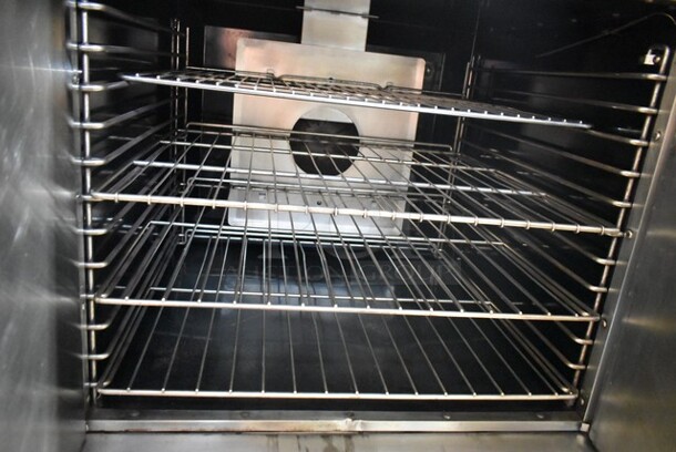 American Range Stainless Steel Commercial Propane Gas Powered Full Size Convection Oven w/ Solid Doors and Metal Oven Racks on Commercial Casters. - Image 4 of 5