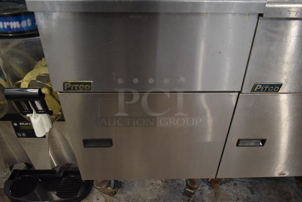 Pitco Frialator SG18 Stainless Steel Commercial Floor Style Natural Gas Powered 75 Pound Capacity Deep Fat Fryer on Commercial Casters. 140,000 BTU. - Image 3 of 6