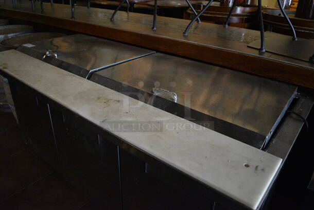 2011 True TSSU-72-30M-B-ST Stainless Steel Commercial Pizza Prep Table on Commercial Casters. BUYER MUST REMOVE. 115 Volts, 1 Phase. 72x34x38. Item Was in Working Condition on Last Day of Business. (Susquehanna Ale House) - Image 3 of 9