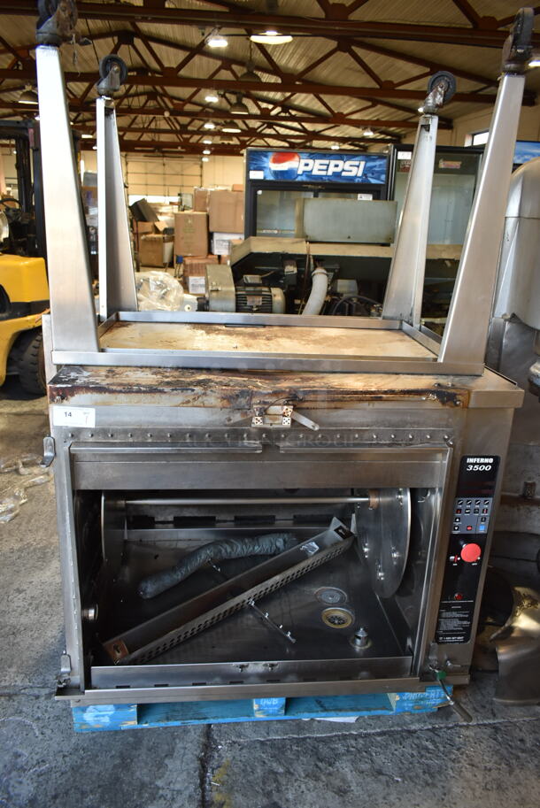 Hardt Inferno 3500 Stainless Steel Commercial Natural Gas Powered Rotisserie Oven. Comes w/ Metal Legs on Commercial Casters. 76,000 BTU.  - Image 1 of 11