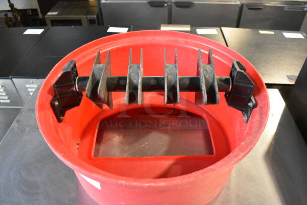Red Poly Trash Can Lid w/ Silverware Saver. 20x20x10 - Image 3 of 4