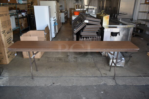 19 Wood Pattern Folding Tables on Metal Cart w/ Commercial Casters. 19 Times Your Bid! - Image 4 of 5