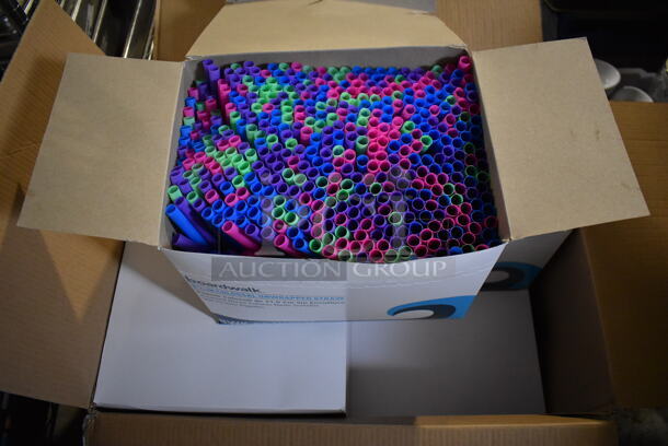 3 Boxes of BRAND NEW Boardwalk 8.5" Colossal Unwrapped Neon Colored Straws. 3 Times Your Bid! - Image 2 of 4