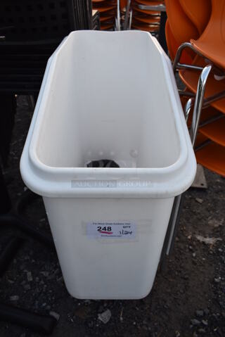 White Poly Ingredient Bin on Commercial Casters. 13x30x30