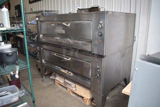 Montague 25P-2 Hearth Bake Legend Double Deck Natural Gas Powered Pizza Ovens with Stones. 2 Times Your Bid.