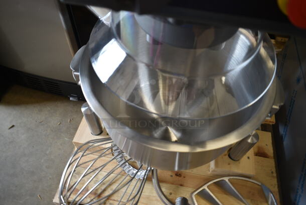 BRAND NEW! 2022 Varimixer V20KT Metal Commercial Countertop 20 Quart Planetary Dough Mixer w/ Stainless Steel Mixing Bowl, Dough Hook, Whisk and Paddle Attachments. 120 Volts, 1 Phase. Tested and Working! - Image 7 of 9
