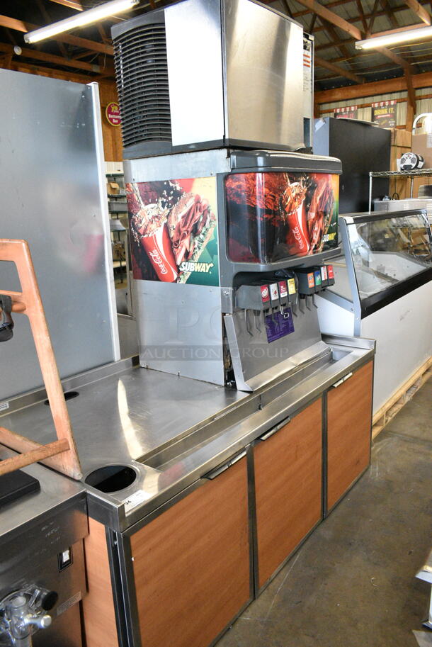 Manitowoc SD0452A Stainless Steel Commercial Ice Head on Cornelius Stainless Steel Commercial 8 Flavor Carbonated Beverage Machine and Duke Stainless Steel Commercial Soda Station. 115 Volts, 1 Phase.  - Image 1 of 8