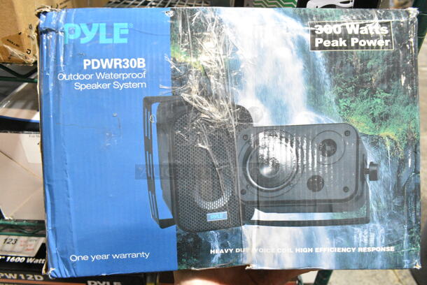5 IN ORIGINAL BOX! Items Including Pyle Water Resistant Stereo Housing, Pyle PLMR24S Mini Box Speaker System, Pyle PDWR30B Outdoor Waterproof Speaker System, Masingo Karaoke Machine. 5 Times Your Bid!  - Image 4 of 8