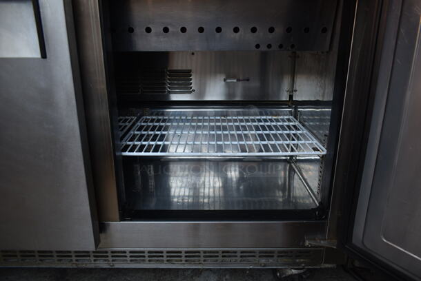 Everest EPBR2 Stainless Steel Commercial Sandwich Salad Prep Table Bain Marie Mega Top w/ Drop In Bins and Cutting Board on Commercial Casters. 115 Volts, 1 Phase. Tested and Powers On But Does Not Get Cold - Image 7 of 8