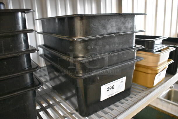 ALL ONE MONEY! Lot of 4 Black Poly 1/2 Size Drop In Bins! 1/2x6, 1/2x8 - Image 2 of 3