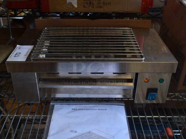 BRAND NEW! 2022 IBG-18 Stainless Steel Commercial Countertop BBQ Barbecue Grill. 110 Volts, 1 Phase. Tested and Working!