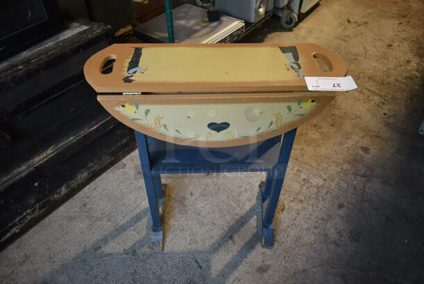 Wood Pattern Table w/ Under Shelf. - Image 3 of 3