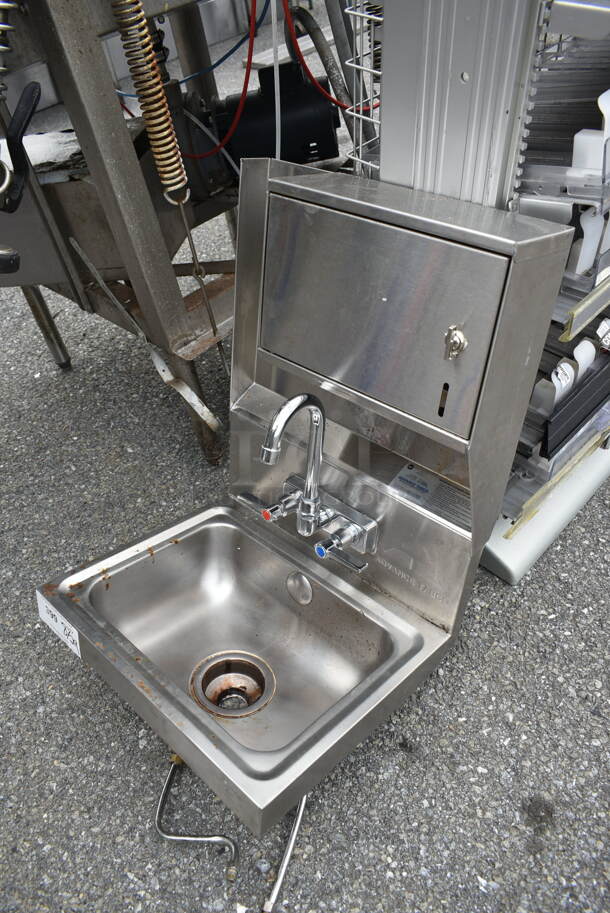 Stainless Steel Commercial Single Bay Wall Mount Sink w/ Faucet, Handles and Cabinet. - Image 2 of 8