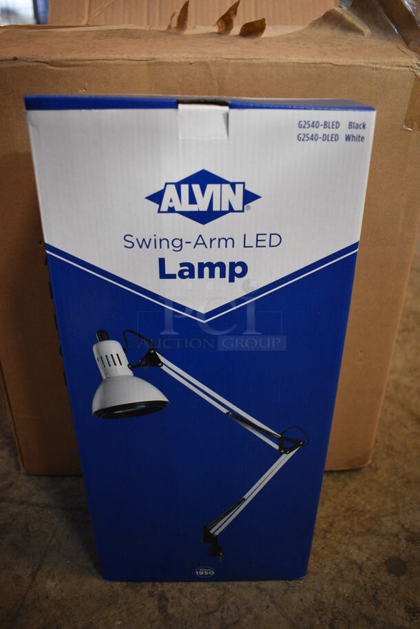 6 BRAND NEW IN BOX! Alvin Black Metal Swing Arm LED Magnifier Lamps. 6 Times Your Bid!