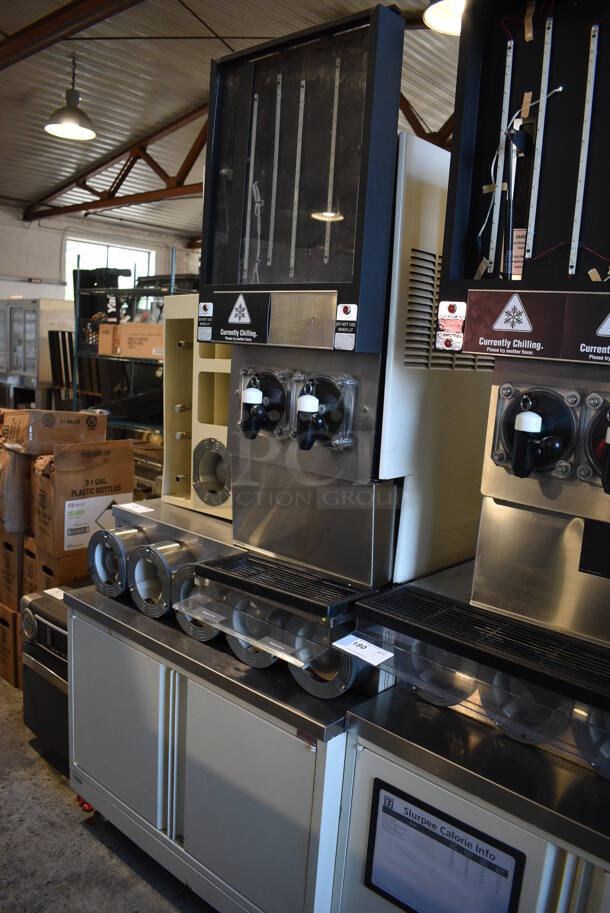 FBD Model FBD562 RC Stainless Steel Commercial Countertop 2 Flavor Slushie Machine on Stainless Steel Soda Station w/ 5 Cup Dispensers and 2 Doors. 215-245 Volts, 1 Phase. 36x42x77 - Image 5 of 6