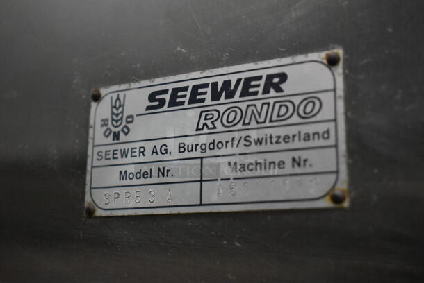Seewer Rondo SPR53A Stainless Steel Commercial Countertop Dough Sheeter. Cannot Test Due To Cut Power Cord - Image 7 of 8