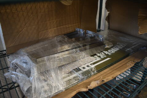 ALL ONE MONEY! Lot of Glass Panes and Metal Frame Pieces to Jimmy Johns Sneeze Guard. Includes 24x14, 31x14