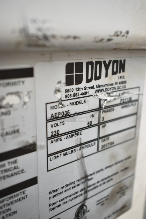2017 Doyon AEP035 Metal Commercial Floor Style 110 Pound Spiral Dough Mixer w/ Stainless Steel Mixing Bowl and Dough Hook Attachment. 230 Volts, 3 Phase.  - Image 6 of 7