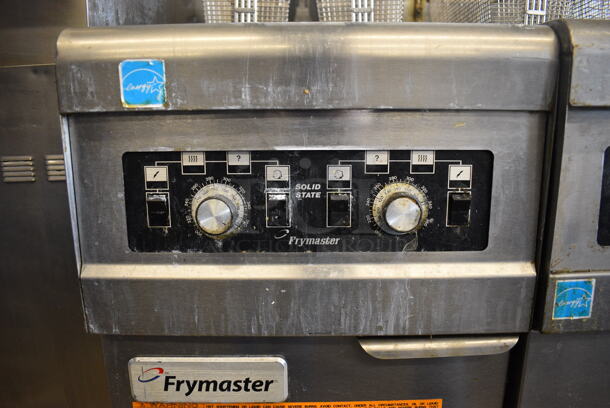 2012 Frymaster Model PH155-2SC ENERGY STAR Stainless Steel Commercial Floor Style Natural Gas Powered Deep Fat Fryer w/ 2 Metal Fry Baskets and Left Side Splash Guard on Commercial Casters. 40,000 BTU. 15.5x30x46 - Image 5 of 7