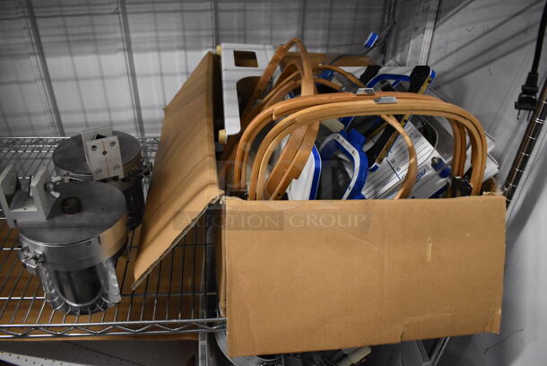 Expert Metal Commercial Floor Style Embroidery Machine on Commercial Casters w/ 2 Tiers Worth of Extra Parts, White 3 Drawer Cabinet of Thread and Pattern Board. Includes 25x34x64 - Image 10 of 12