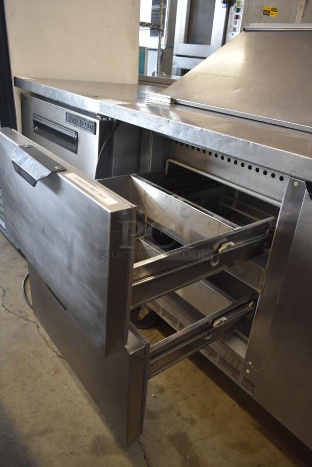 Beverage Air SPED48-18M-2 Stainless Steel Commercial Sandwich Salad Prep Table Bain Marie Mega Top w/ 2 Drawers and Door on Commercial Casters. 115 Volts, 1 Phase. Tested and Powers On But Does Not Get Cold - Image 5 of 7